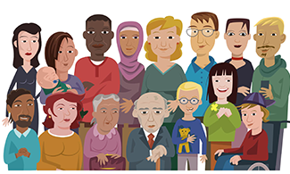 Människor i olika åldrar på en bild