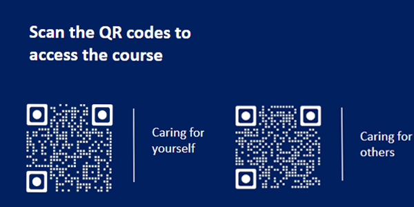 Bild på QR-koderna som leder till WHO:s kurser