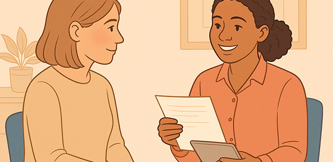 Två kvinnor samtalar