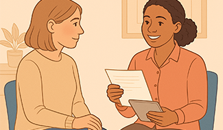 bild 40 goda exempel: Samarbete mellan anhöriga och vård- och omsorgspersonal för bättre psykiskt välbefinnande