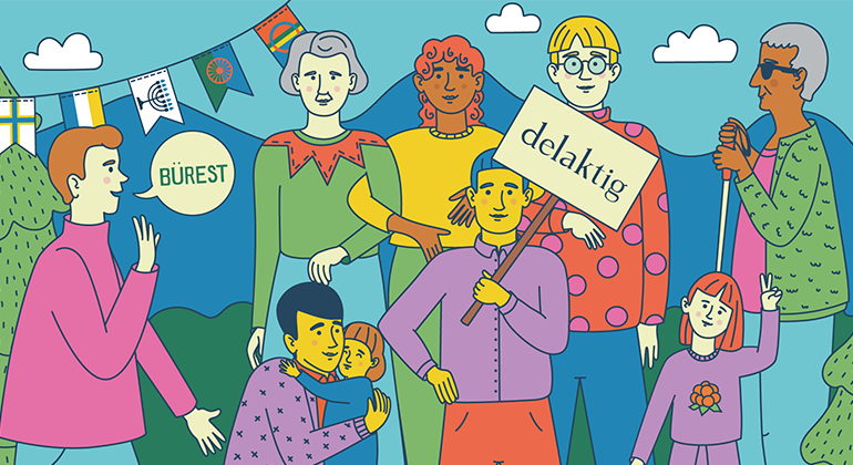 Illustration som visar människor i olika åldrar