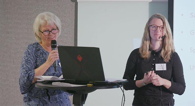 Ewa Candemo och Sanna Müller presenterar.