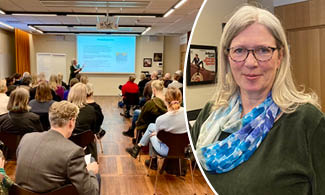 Bente Weimand och bild från hennes föreläsning.