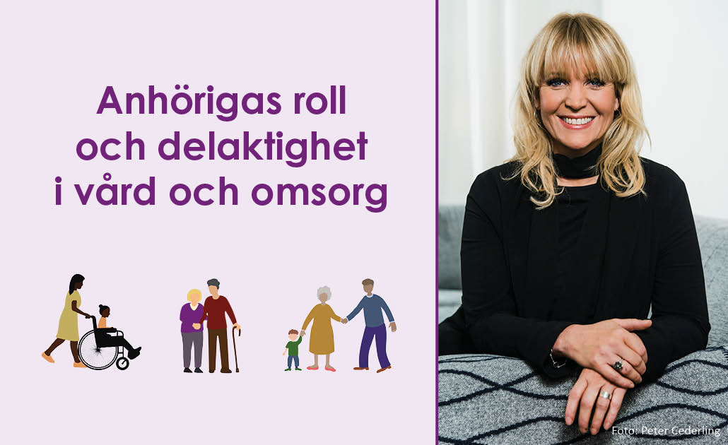 En bild på moderator Kattis Ahlström, samt illustrationer som visar personer i olika åldrar.